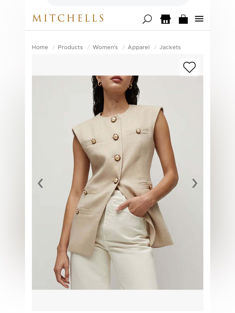 Veronica beard Tamara Sleeveless Buttoned Beige vest